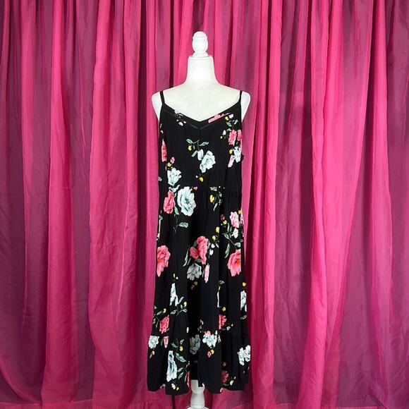 Old Navy floral print smocked back ruffle hem midi dress sundress, size XXL - Picture 1 of 8
